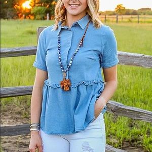 Denim babydoll top